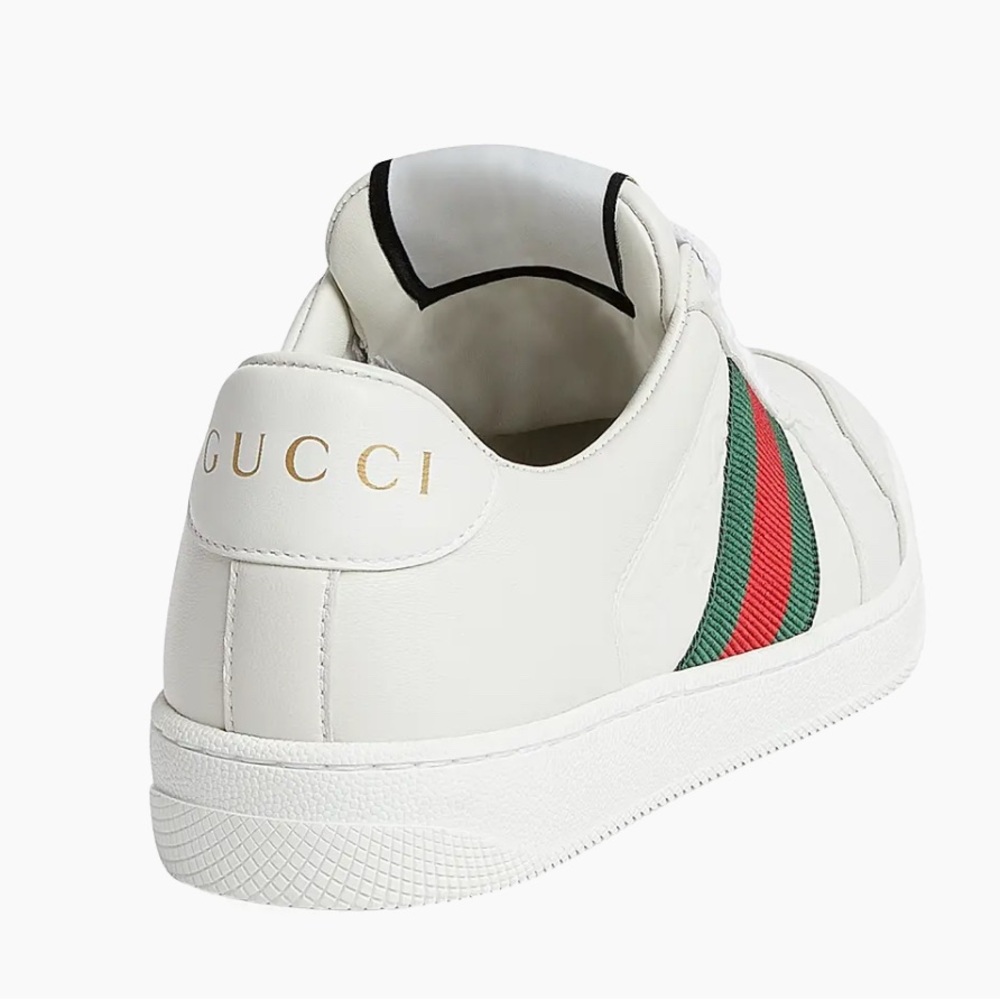 Gucci White Leather Sneakers with Red and Green Accents - Picture 3 of 5